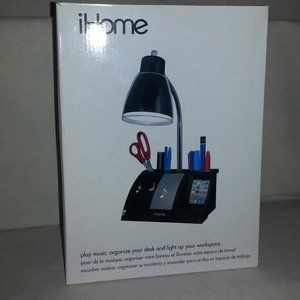 Home iHL24-Black Colortunes Desk Organizer, Lamp Speaker iPod Player Compartment